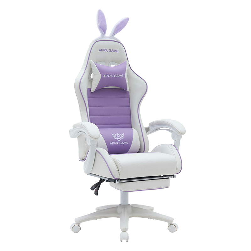 Kunstleder 360 drehbar PVC PU bequem liegend niedlich weiß lila Mädchen Gaming Stuhl Silla Gamer für Rennen (T-7114B)