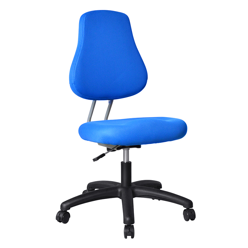 Bürostuhl ohne Armlehnen aus blauem Stoff mit Nylonbasis (M-6122)