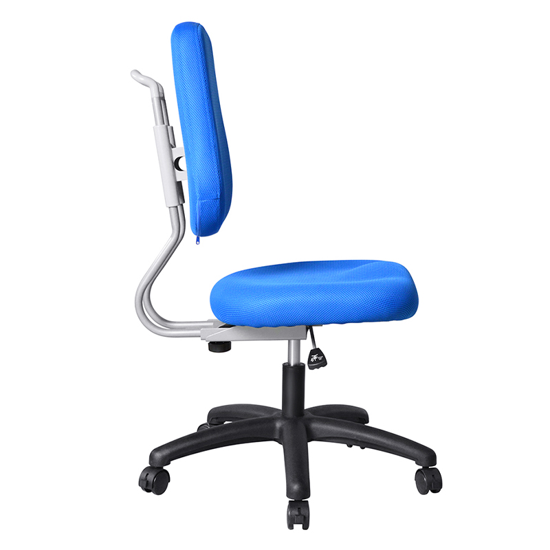 Bürostuhl ohne Armlehnen aus blauem Stoff mit Nylonbasis (M-6122)