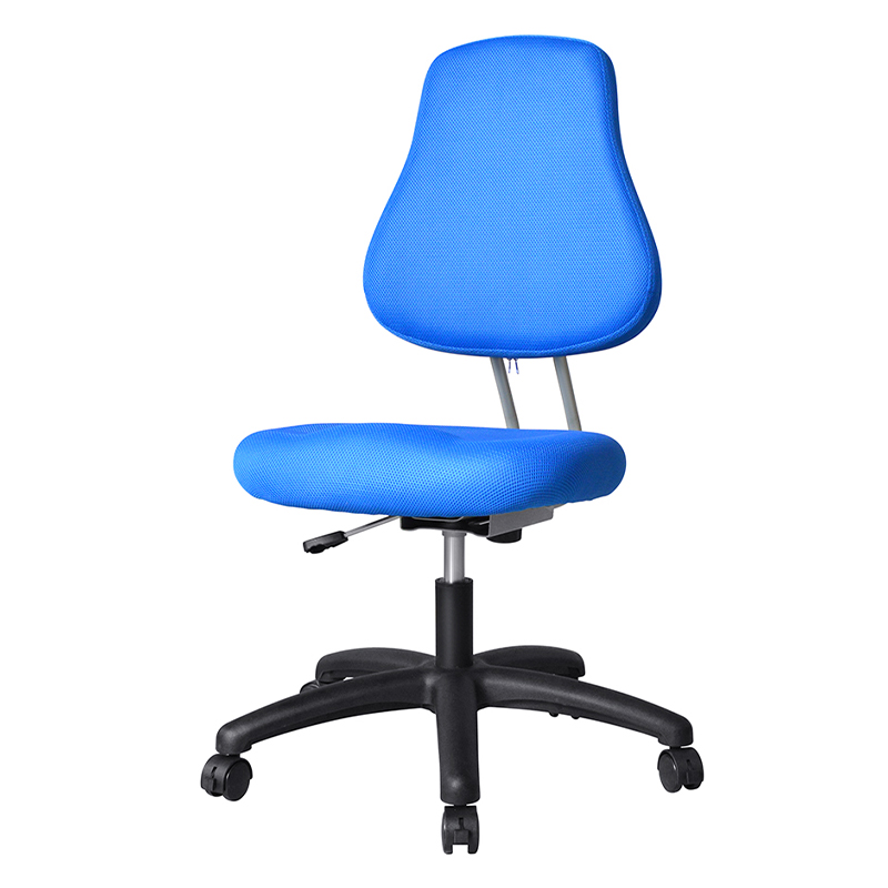 Bürostuhl ohne Armlehnen aus blauem Stoff mit Nylonbasis (M-6122)