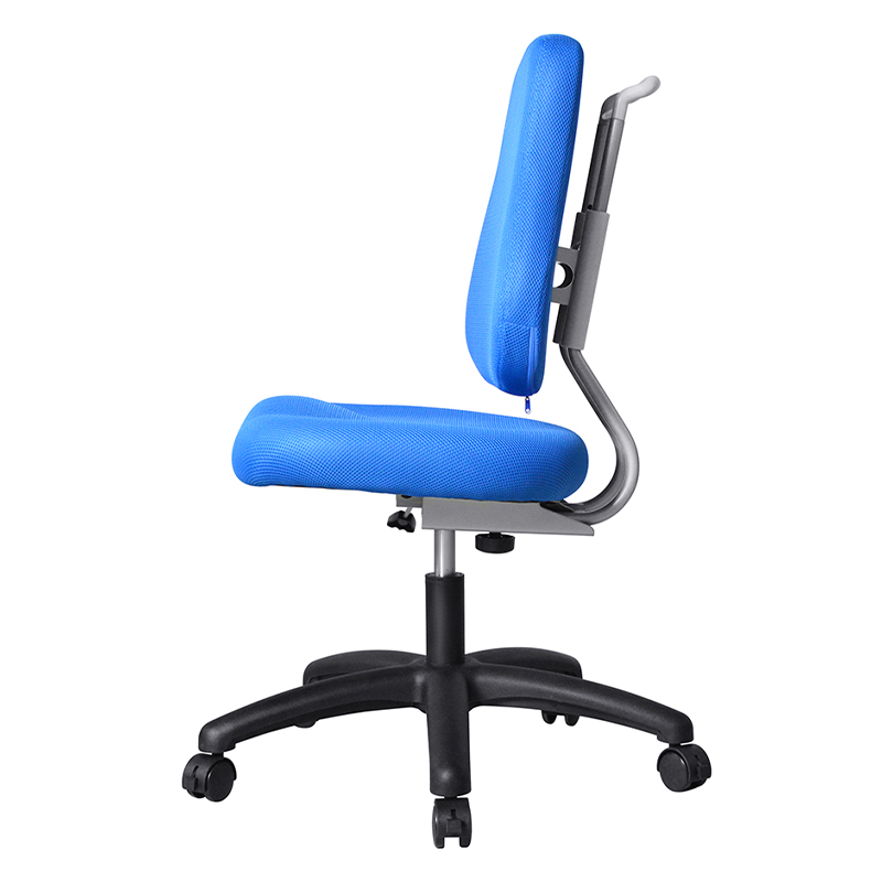 Bürostuhl ohne Armlehnen aus blauem Stoff mit Nylonbasis (M-6122)