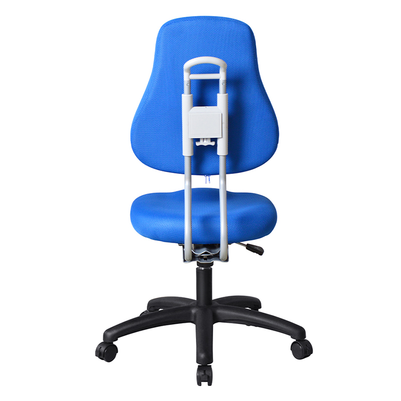 Bürostuhl ohne Armlehnen aus blauem Stoff mit Nylonbasis (M-6122)