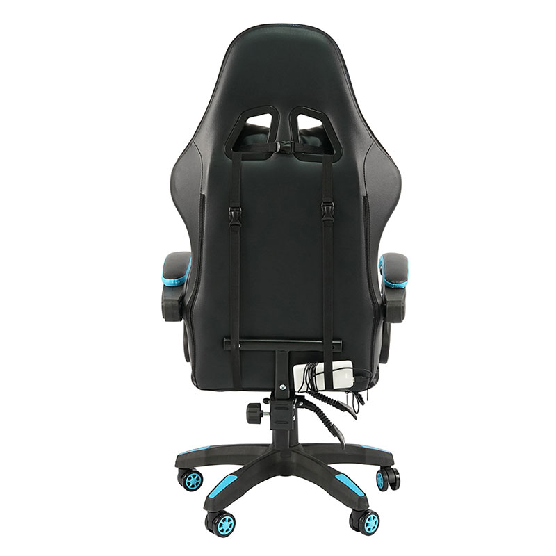Blauer professioneller drehbarer RGB-Gamer-Gaming-Stuhl mit verstellbarer Armlehne und Fußstütze (Y-2442)