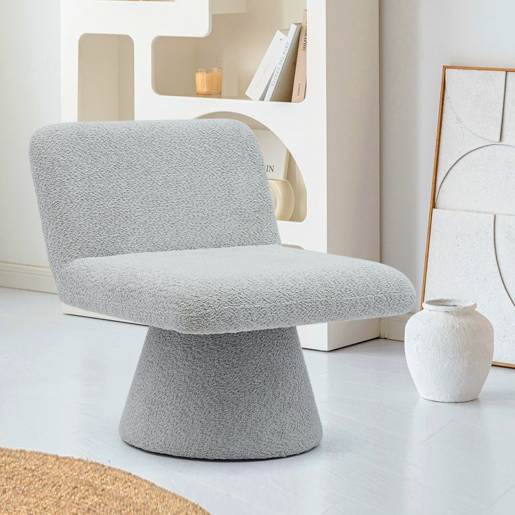 Moderner grauer gepolsterter Dreh-Lounge-Akzentstuhl, Stoff-Wohnzimmer-Einzelsofa-Stuhl (GY-642)