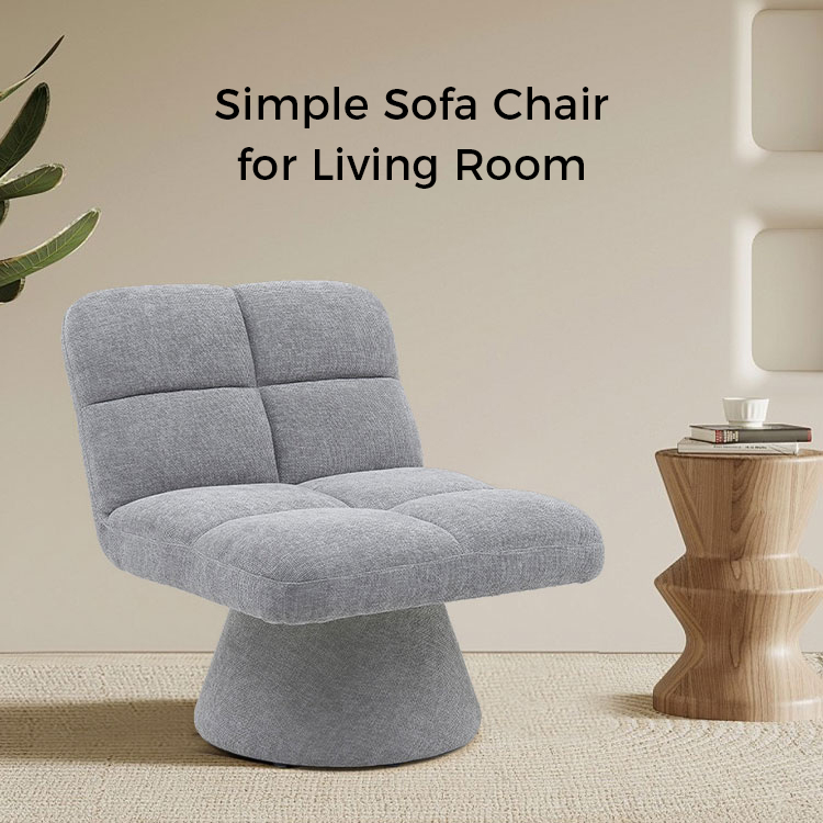 Home Contemporary Nordic Einzigartige armlose Stoff-Drehsofastühle mit weichem Kissen für Wohnzimmer mit drehbarer Basis (GY-643)