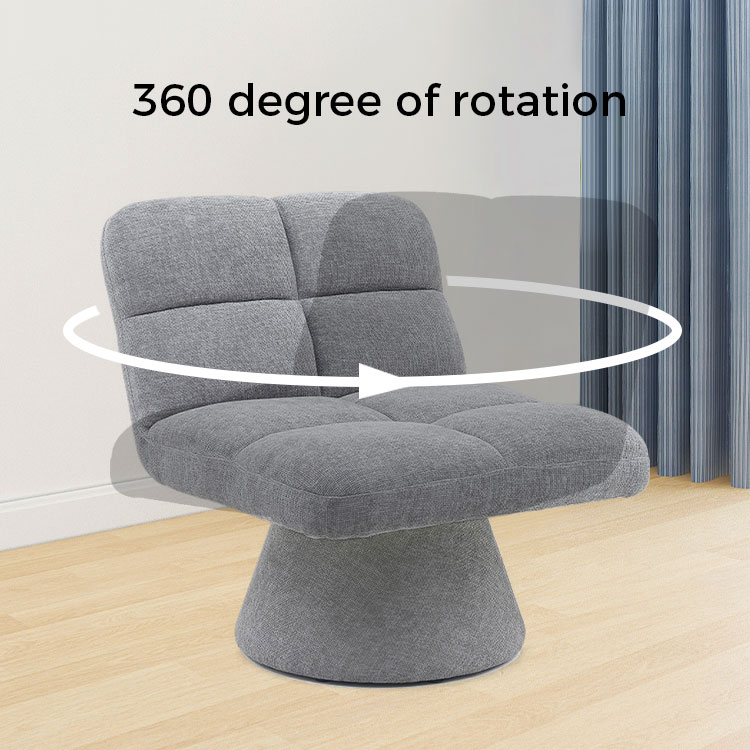 Home Contemporary Nordic Einzigartige armlose Stoff-Drehsofastühle mit weichem Kissen für Wohnzimmer mit drehbarer Basis (GY-643)