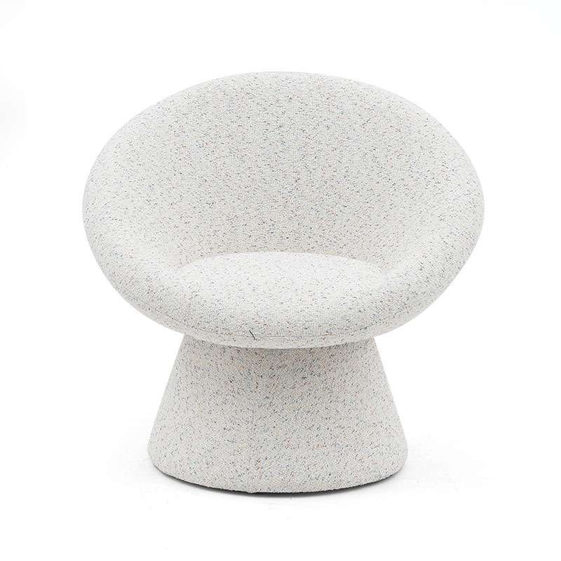 Nordic White Fabric Lazy Round Shape Wohnzimmerstuhl Einsitzer-Sofa-Akzent-Loungesessel mit Rückenlehne (GY-645)