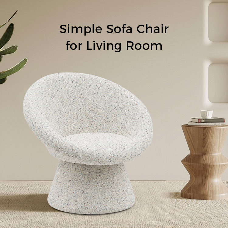 Nordic White Fabric Lazy Round Shape Wohnzimmerstuhl Einsitzer-Sofa-Akzent-Loungesessel mit Rückenlehne (GY-645)