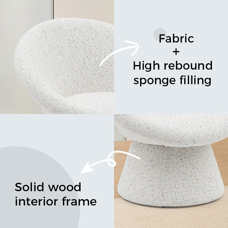 Nordic White Fabric Lazy Round Shape Wohnzimmerstuhl Einsitzer-Sofa-Akzent-Loungesessel mit Rückenlehne (GY-645)