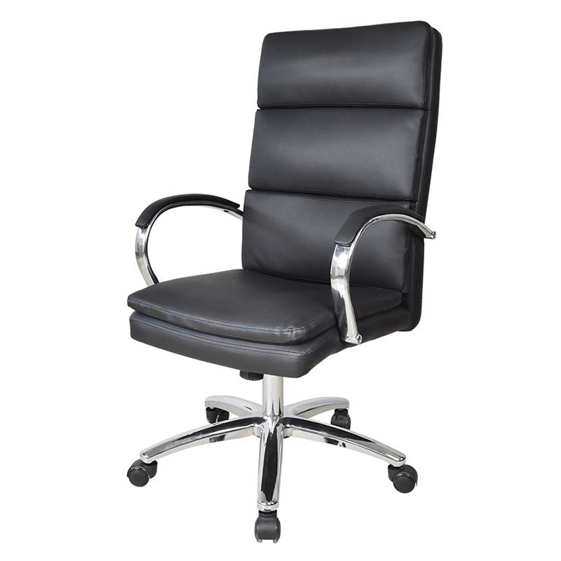 Chefbürostuhl mit hoher Rückenlehne und verchromter Armlehne (M-6114)