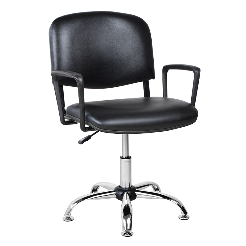 Salonstuhl mit niedriger Rückenlehne, PU-Metallarmlehne und Chromgleiter (M-6118)