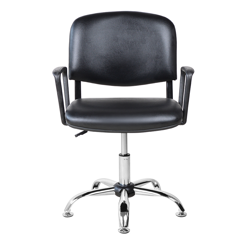 Salonstuhl mit niedriger Rückenlehne, PU-Metallarmlehne und Chromgleiter (M-6118)