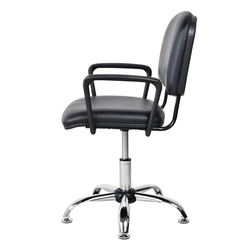 Salonstuhl mit niedriger Rückenlehne, PU-Metallarmlehne und Chromgleiter (M-6118)