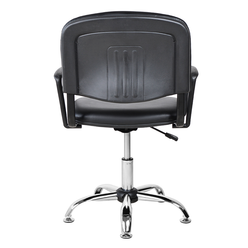 Salonstuhl mit niedriger Rückenlehne, PU-Metallarmlehne und Chromgleiter (M-6118)