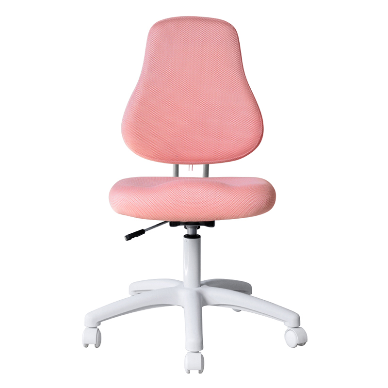 Bürostuhl ohne Armlehnen aus rosafarbenem Stoff mit Nylongestell (M-6122)
