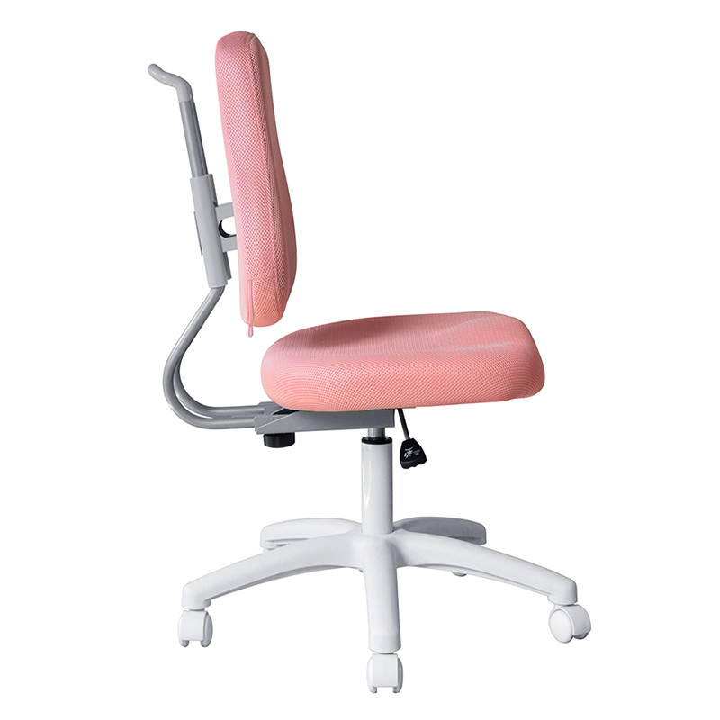 Bürostuhl ohne Armlehnen aus rosafarbenem Stoff mit Nylongestell (M-6122)