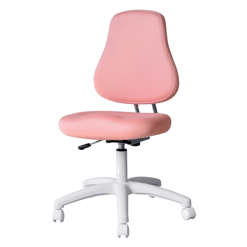 Bürostuhl ohne Armlehnen aus rosafarbenem Stoff mit Nylongestell (M-6122)