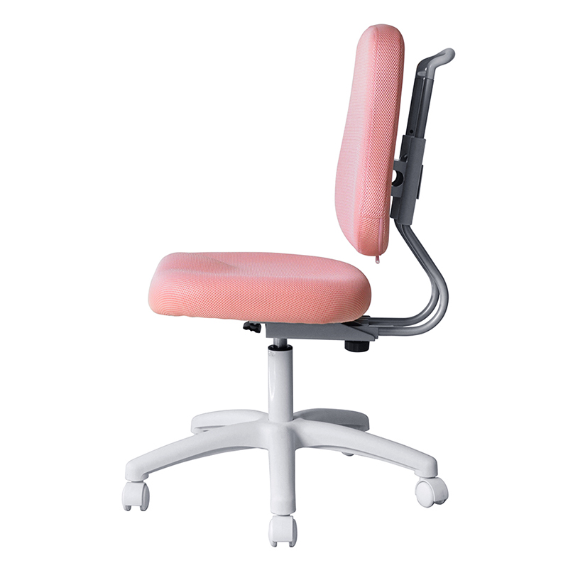 Bürostuhl ohne Armlehnen aus rosafarbenem Stoff mit Nylongestell (M-6122)