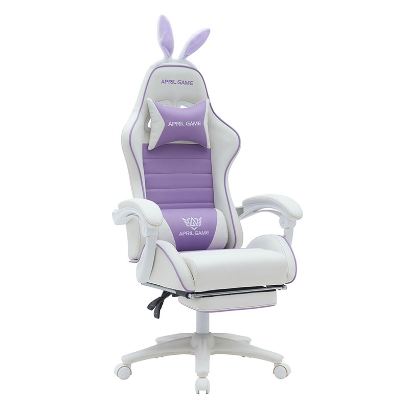 Kunstleder 360 drehbar PVC PU bequem liegend niedlich weiß lila Mädchen Gaming Stuhl Silla Gamer für Racing (T-7114B)