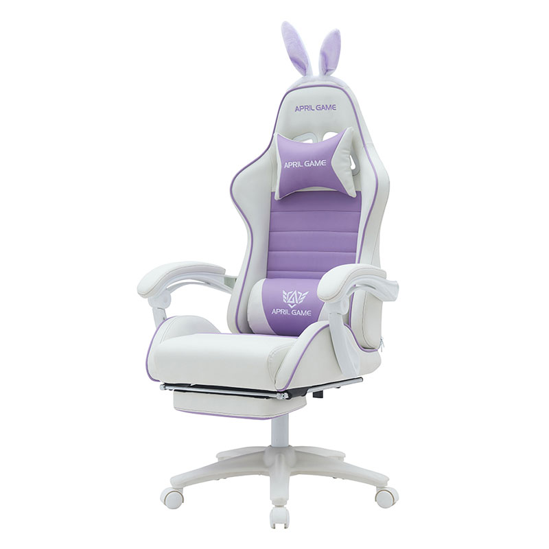 Kunstleder 360 drehbar PVC PU bequem liegend niedlich weiß lila Mädchen Gaming Stuhl Silla Gamer für Racing (T-7114B)