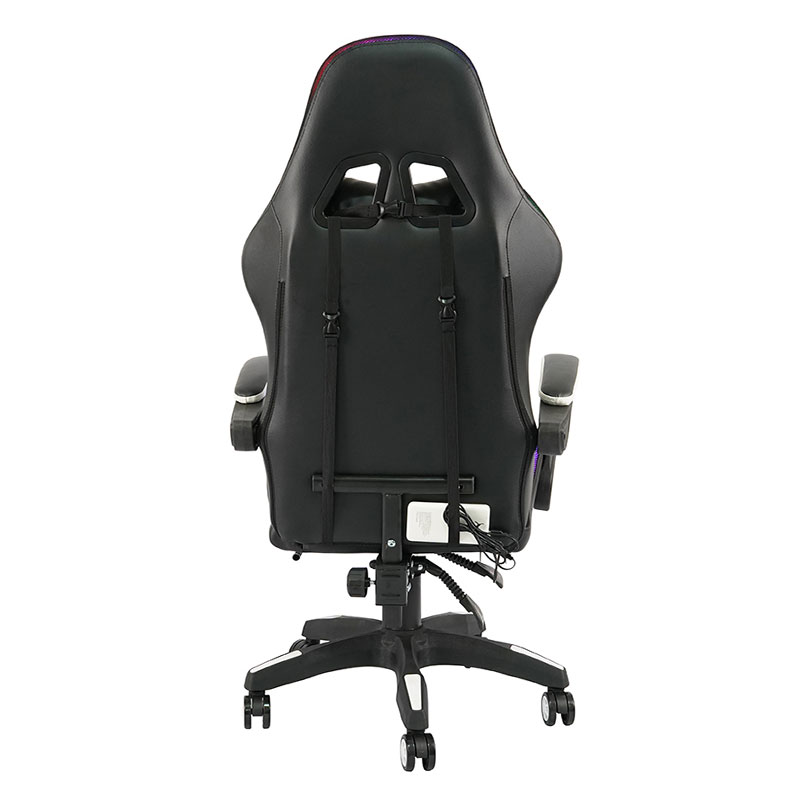 Weißer professioneller drehbarer RGB-Gamer-Gaming-Stuhl mit verstellbarer Armlehne und Fußstütze (Y-2442)