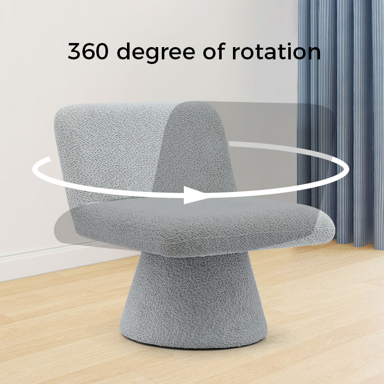 Moderner grauer gepolsterter Dreh-Lounge-Akzentstuhl, Stoff-Wohnzimmer-Einzelsofa-Stuhl (GY-642)