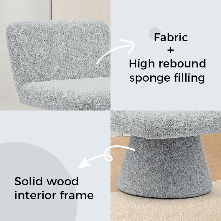 Moderner grauer gepolsterter Dreh-Lounge-Akzentstuhl, Stoff-Wohnzimmer-Einzelsofa-Stuhl (GY-642)