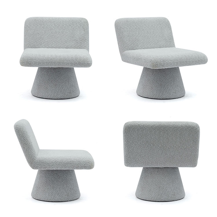 Moderner grauer gepolsterter Dreh-Lounge-Akzentstuhl, Stoff-Wohnzimmer-Einzelsofa-Stuhl (GY-642)