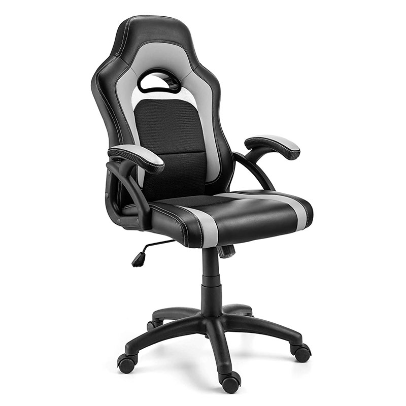 Moderner Stoff-Wohnzimmersessel mit drehbarer, verstellbarer Kopfstütze, Pu-Metall-Stahl-Material für Spiele und Computer (Y-2647)