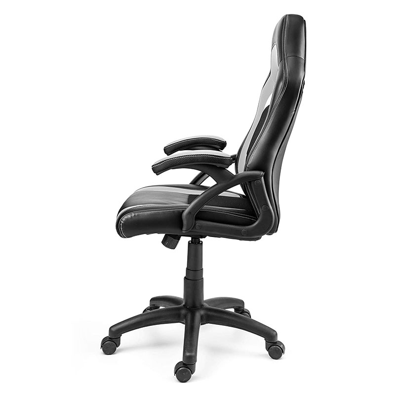 Moderner Stoff-Wohnzimmersessel mit drehbarer, verstellbarer Kopfstütze, Pu-Metall-Stahl-Material für Spiele und Computer (Y-2647)