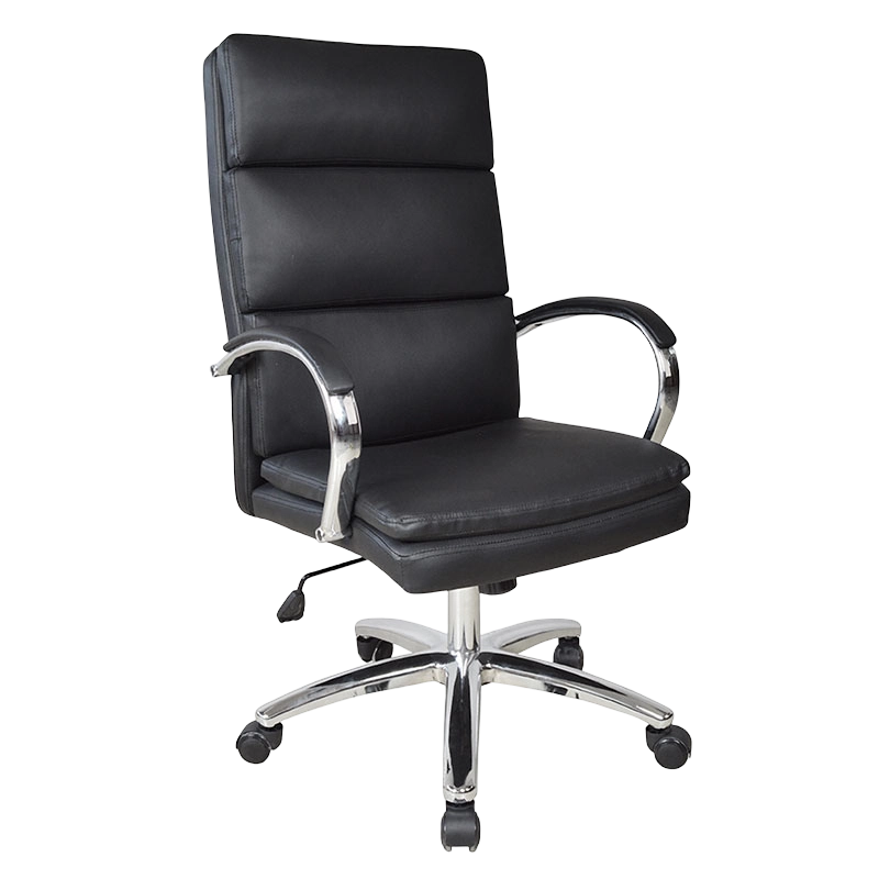 Chefbürostuhl mit hoher Rückenlehne und verchromter Armlehne (M-6114)