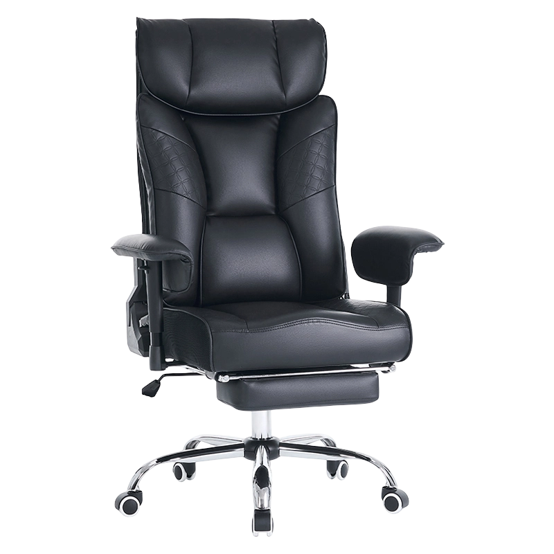 Ergonomischer Manager-Bürostuhl aus schwarzem Leder mit Malerei, höhenverstellbarer Polsterung und Armlehne (M-6150)
