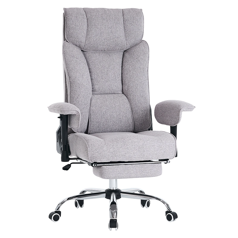 Ergonomischer Chefbürostuhl mit hoher Rückenlehne aus grauem Stoff mit Malerei, höhenverstellbarer Polsterung und Armlehne (M-6150)