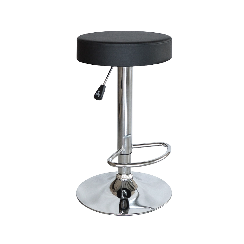 Schwarzer PU-Barhocker mit rundem Sitz und drehbarem Hub (GY-1000)