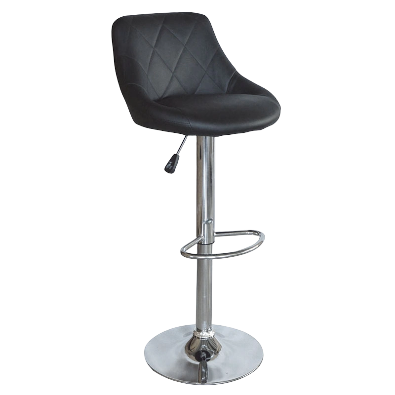 Schwarzer PU-Barhocker mit mittlerer Rückenlehne und rundem Sitz und drehbarem Hub (GY-1003A)
