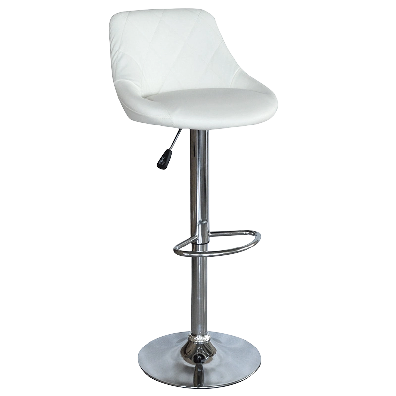 Weißer PU-Barhocker mit mittlerer Rückenlehne und rundem Sitz und drehbarem Hub (GY-1003A)