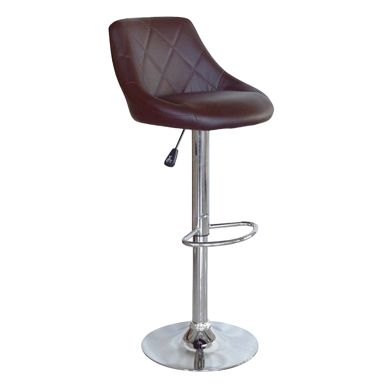 Brauner PU-Barhocker mit mittlerer Rückenlehne und rundem Sitz und drehbarem Hub (GY-1003A)