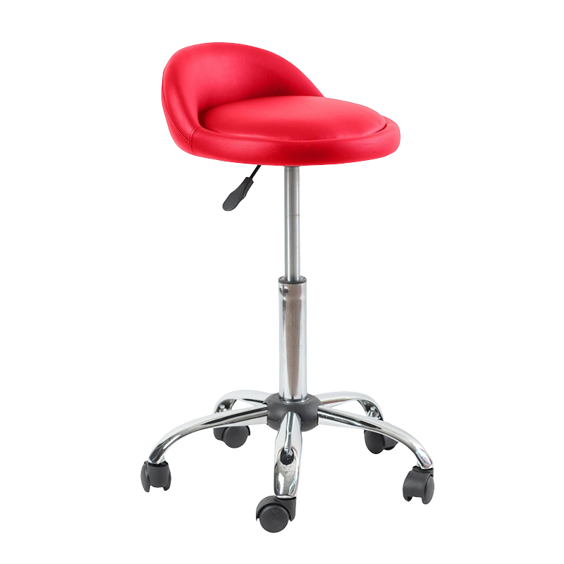 Roter PU-Barhocker mit runder Rückenlehne und drehbarem Sitz und Rädern (GY-1021A)