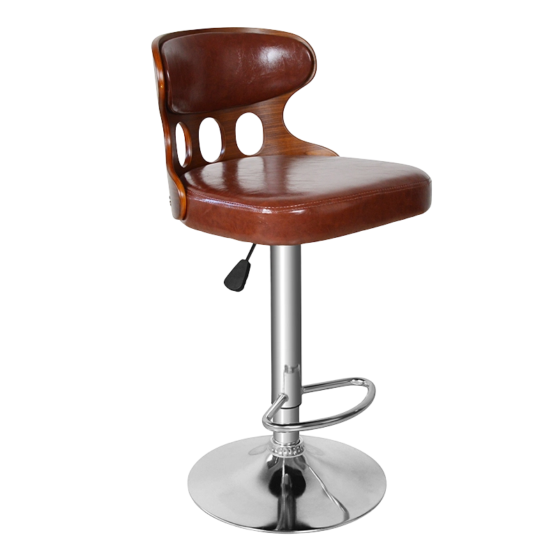 Drehbarer brauner Barhocker mit Chromgestell (GY-635)
