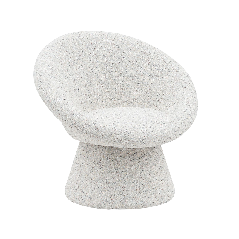 Nordic White Fabric Lazy Round Shape Wohnzimmerstuhl Einsitzer-Sofa Akzent-Loungesessel mit Rückenlehne (GY-645)