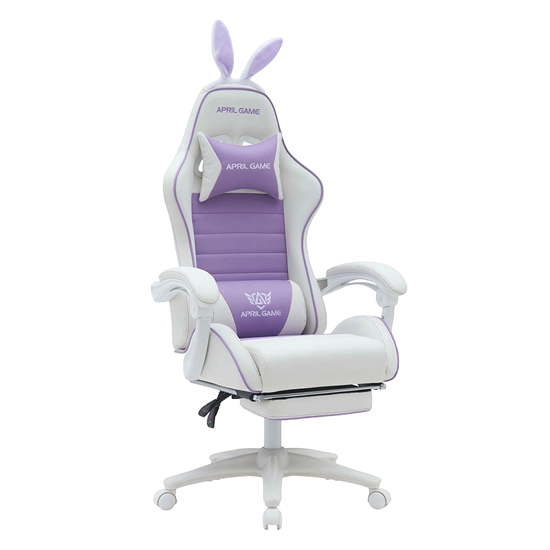 Kunstleder 360 drehbar PVC PU bequem liegend niedlich weiß lila Mädchen Gaming Stuhl Silla Gamer für Racing (T-7114B)