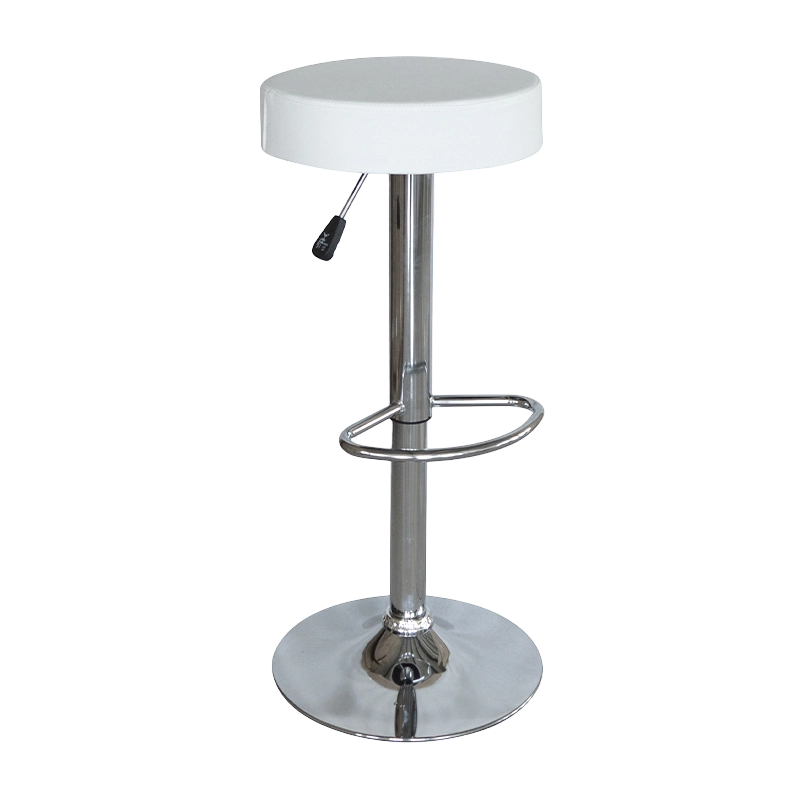 Weißer PU-Barhocker mit rundem Sitz und drehbarem Hub (GY-1000)